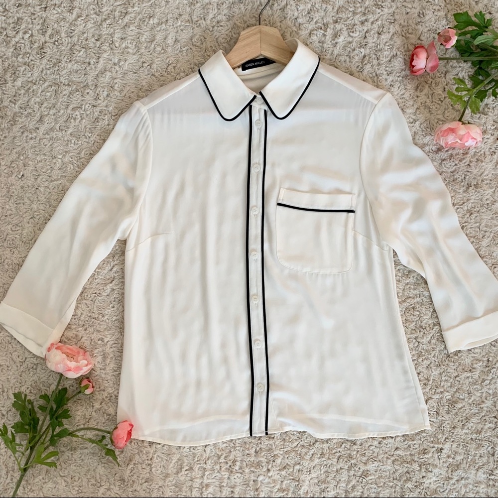 Karen Millen Silk Button Down Blouse - Size 6